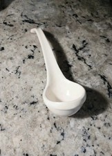 Vntg White Ceramic Porcelain Soup Ladle