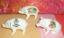 Crest Ware Crested China – Three Little Pigs – Carlisle, Devonport, Swindon