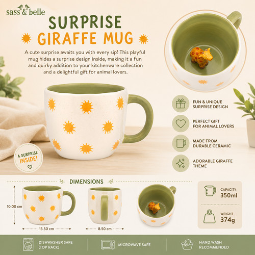 Cute giraffe surprise mug - mug, by
