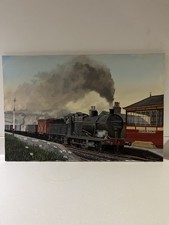 Original Steam Train Art. Acrylic / Canvas William Hobson, Approaching Foulridge