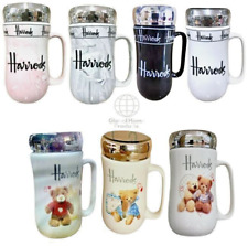 HARRODS TRAVEL MUG COFFEE TEA CUP WITH LID WORK HOT COLD DRINKS GIFT