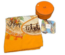 Hermès Cavaliers Peuls Silk Scarf 90cm Jean de Fougerolles + Box Booklet Vintage