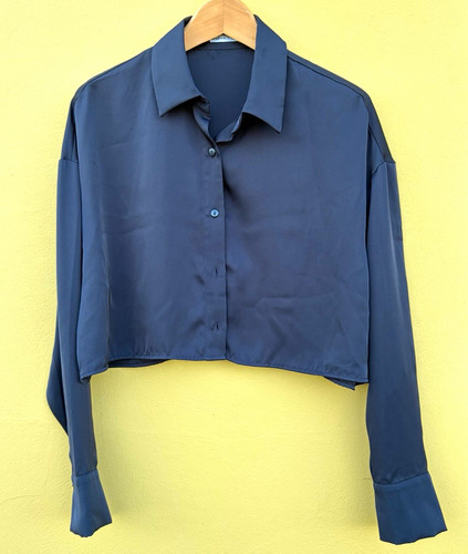 Bershka black satin collared