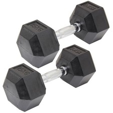 Mirafit 2 X 15kg Dumbells Dumbbell Weights Weight Training Black Rubber #078