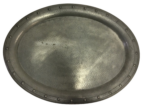 Vintage pewter oval tray - vintage,