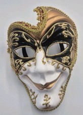 Full Face Man Mask Classic Masquerade & Fancy Dress Disguise Cosplay Gold Black