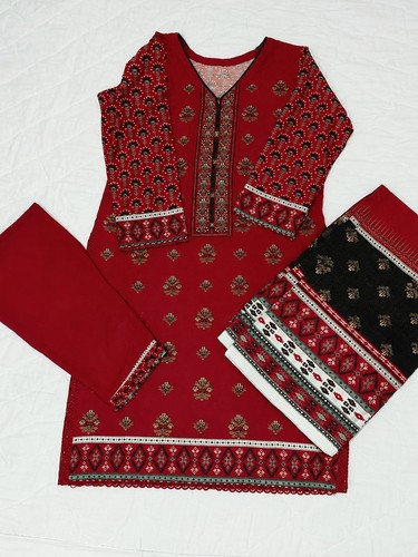 Asian khaddar dress - khaddar, maroon