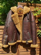 Men's B3 Irvin Sheepskin Flying Jacket RAF Aviation Flight Leather Bomber Jacket