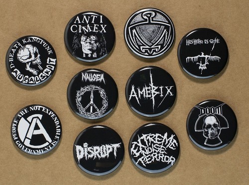 Crust punk buttons set - crust, of