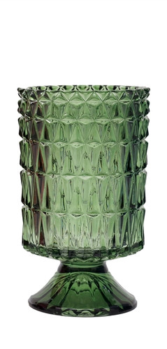 Green glass pillar ribbed - green,