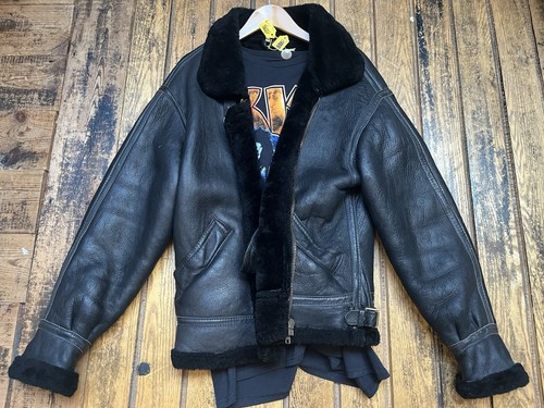 Black leather flying shearling - flying,