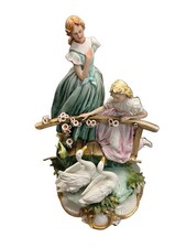 Capodimonte In The Park Signed Italian Porcelain Figurine Rare