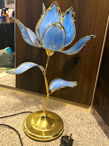 Vintage blue glass lotus - blue,