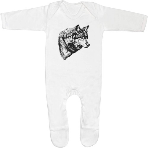 Wolf portrait baby sleepsuit - baby,