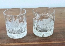 two Royal Scot Crystal "Flower of Scotland" tot glasses. 6 Cm Hight.