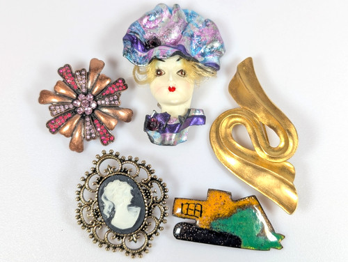 Vtg brooch lot - brooch, enamel