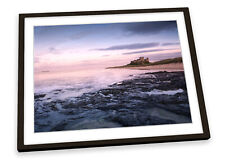 Bamburgh Castle Northumberland Pink FRAMED ART PRINT Picture Poster Artwork