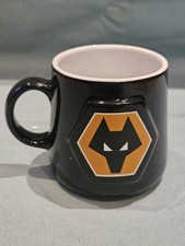 Wolverhampton Wanderers FC Wolves 3D Club Badge Logo Black Ceramic Mug GC