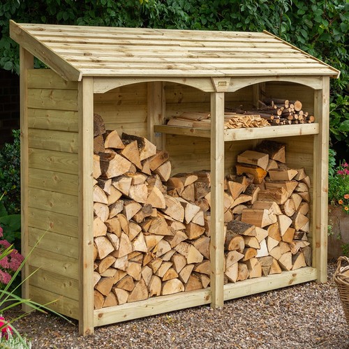 Wooden fire log store outdoor - wooden,