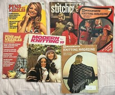 1970'S knitting crochet magazines x6 Woolworths Pins and Needles Stitchcraft