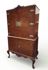 Burr walnut cocktail cabinet - walnut,
