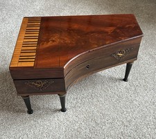 Rare Antique French Palais Royal Grand Piano shaped musical Sewing Work box.