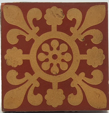 Arts & Crafts 4" Red Encaustic Tile Maw & Co C1890