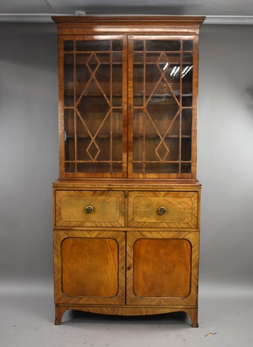 Mahogany secretaire bookcase - mahogany,
