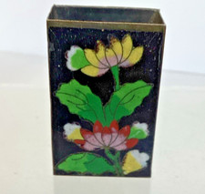 Vintage Chinese Blue w/ Flowers Cloisonné Match Box Cover