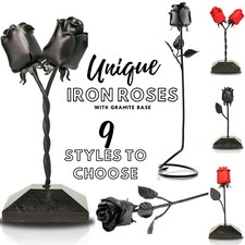 6th Iron Wedding Anniversary Gift For Her Forged Black Iron Rose Flower UK 6 Six