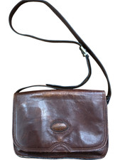 Gianni Conti Brown Leather Crossbody Bag with Adjustable Strap