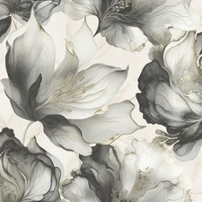 Muriva Elysian Floral Black Gold Wallpaper 212502 - Metallic Large Flower
