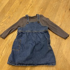 Girls Denim Pinafore Dress Set