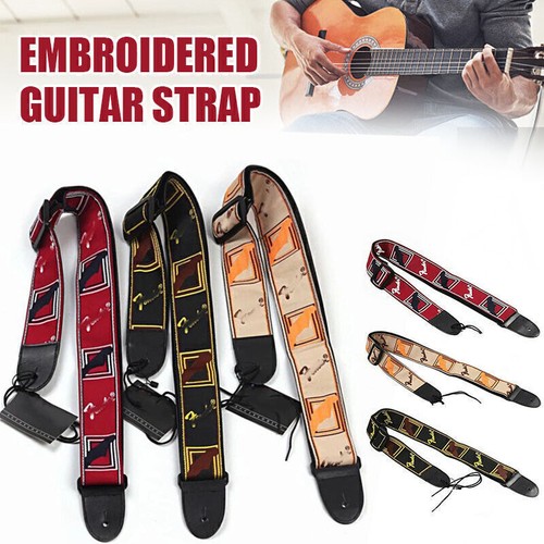 Embroidered guitar strap - guitar,