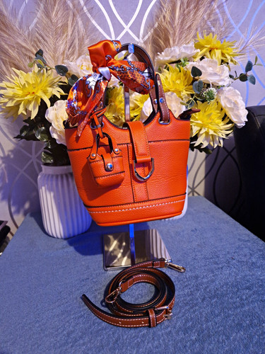 Small orange pebbled faux - orange,