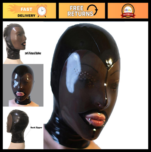 Black latex hood - hood, mask