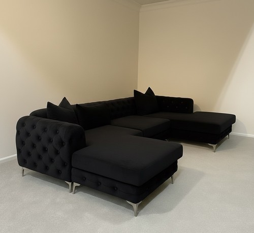 Black velvet shaped seater - u, 6