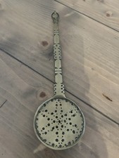 Antique Rare Brass Wall Hanging Ladle Strainer Skimmer Chestnut Roaster 11 In