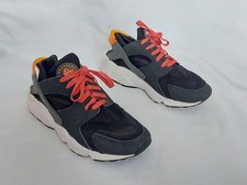 NIKE AIR HUARACHE LACE UP TRAINERS BLACK & SAFETY ORANGE UK10 FREE P&P!!