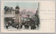 OTLEY Yorkshire The Market Place Postcard, Duplex West Hartlepool Postmark 1903