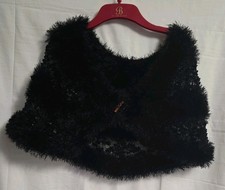 Black Fluffy Shawl Evening