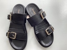 Russell And Bromley Black Leather Sandals / Sliders Size 4 37 vgc