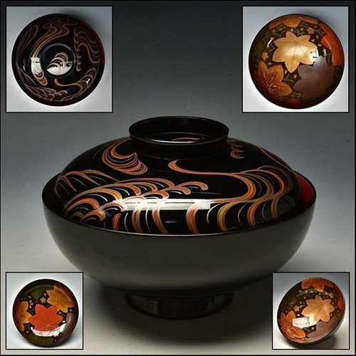 Lacquered nishiki suimono - lacquered, bowl