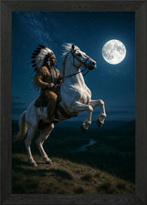 Native American on Horse Under