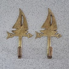 Pair Of Vintage Brass Sailing