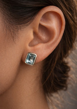 Natural Blue Topaz Stud