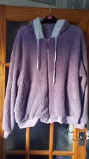 Ladies Zip Up Hooded Faux Fur Jacket Lilac Size 18/20