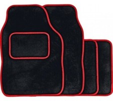 FOR: FIAT 500 500C - UNIVERSAL CAR FLOOR MATS BLACK CARPET & RED TRIM