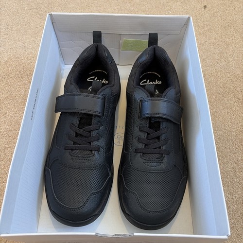 Clarks black leather school - black,