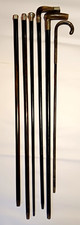 6x Silver top Ebonised Antique walking Canes Stick pommel horn mounted job lot